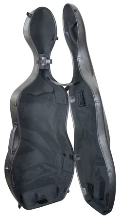 Hidersine Polycarbonate Cello Case - Brushed Silver -Musical Instruments Sale clpc1bk