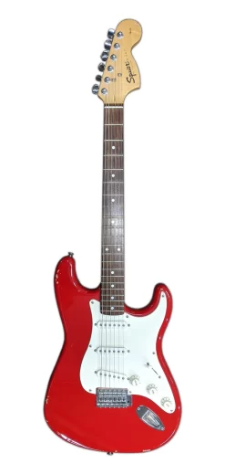 Secondhand Fender Squire Stratocaster Electric Guitar- Red